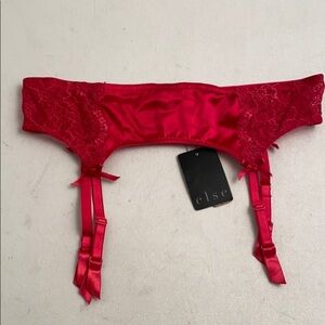 Else hot pink satin and lace garter belt M
